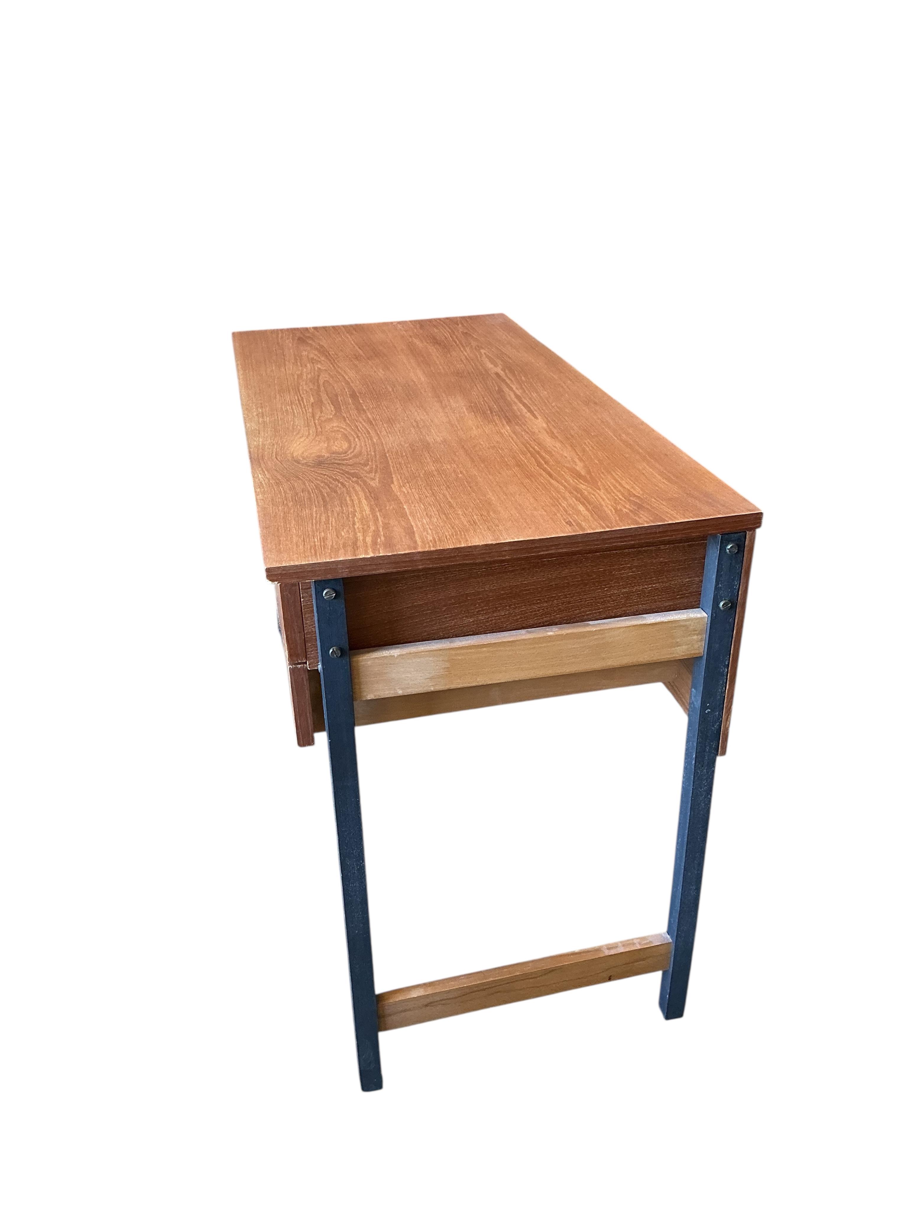 A mid century teak kneehole desk, width 99cm, depth 49cm, height 73cm